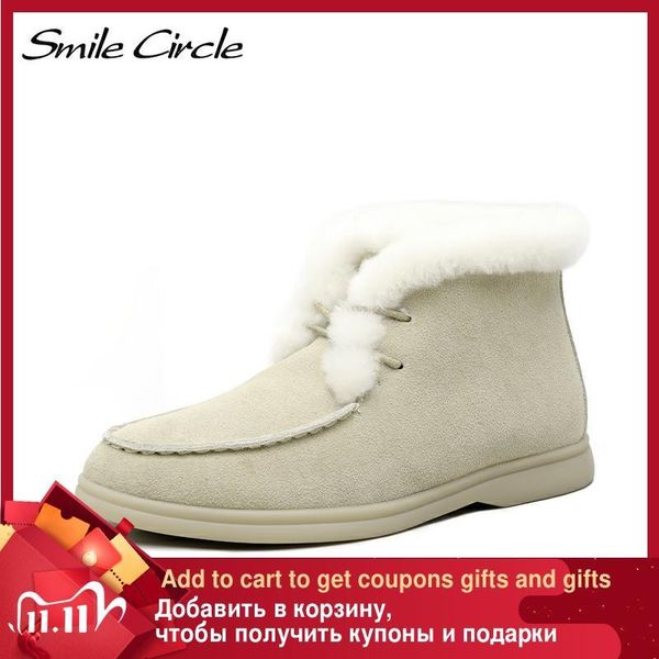 smile circle women snow boots natural fur genuine leather ankle boots winter lace-up comfortable flat wool boots women shoes 201031, Black
smile circle women snow boots natural fur genuine leather ankle boots winter lace-up comfortable flat wool boots women shoes 201031, Black