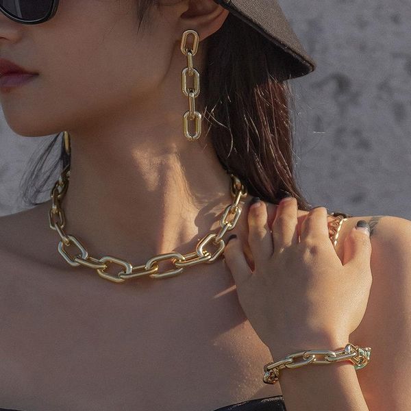 chokers origin summer minimalist chunky chain dangle earings for women high street necklace wedding jewelry suit accessories, Golden;silver
chokers origin summer minimalist chunky chain dangle earings for women high street necklace wedding jewelry suit accessories, Golden;silver