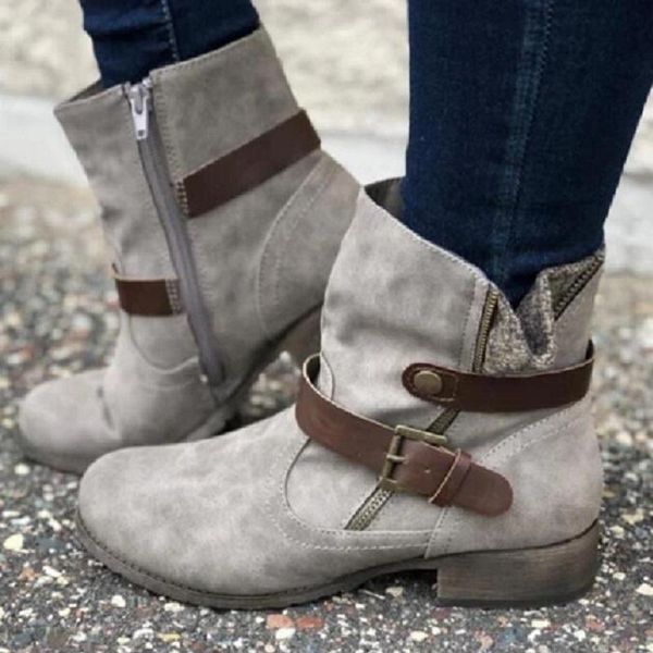 women boots autumn winter pu leather low heels platform western ladies shoes buckle strap female martin boots botas mujer, Black
women boots autumn winter pu leather low heels platform western ladies shoes buckle strap female martin boots botas mujer, Black