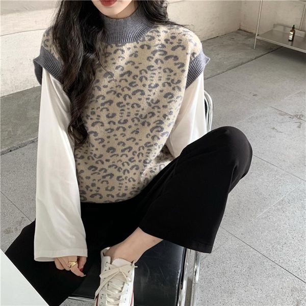 women's sweaters retro korean loose sleeveless vest women knitted turtleneck sweater kawaii female outwear preppy autumn winter warm la, White;black
women's sweaters retro korean loose sleeveless vest women knitted turtleneck sweater kawaii female outwear preppy autumn winter warm la, White;black
