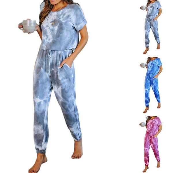 casual daily women wears tie-dye suits short sleeve round collar + bandage pocket full pants new style lady two pieces sets t200702, White
casual daily women wears tie-dye suits short sleeve round collar + bandage pocket full pants new style lady two pieces sets t200702, White