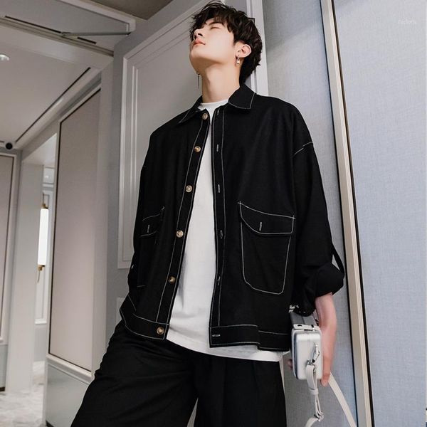 ewq / men's wear 2020 new spring thin jacket for male korean trend loose black jacket oversize coat long sleeve casual 9y17941, Black;brown
ewq / men's wear 2020 new spring thin jacket for male korean trend loose black jacket oversize coat long sleeve casual 9y17941, Black;brown