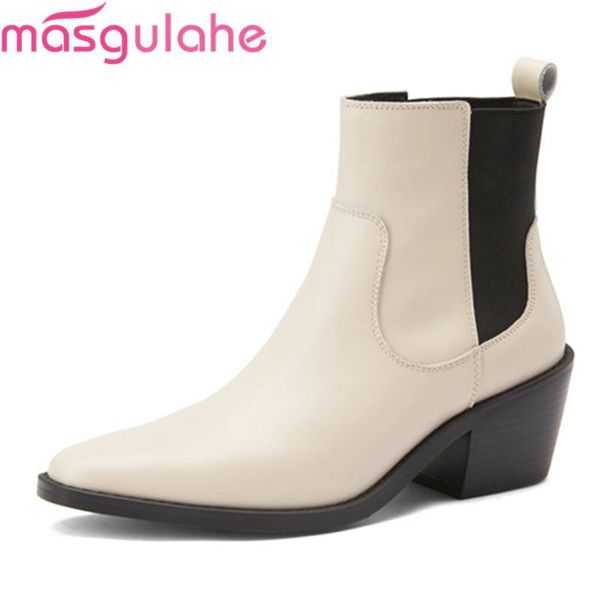masgulahe 2020 new arrival fashion women boots genuine leather boots thick heels square toe slip-on ankle for woman, Black
masgulahe 2020 new arrival fashion women boots genuine leather boots thick heels square toe slip-on ankle for woman, Black
