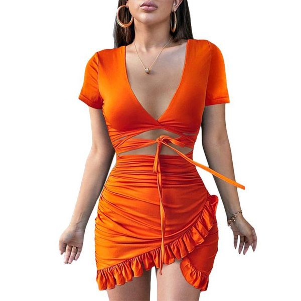 women short sleeve v-neck bodycon dress ruched hollow ruffles lace-up sundress e56b, Black;gray
women short sleeve v-neck bodycon dress ruched hollow ruffles lace-up sundress e56b, Black;gray