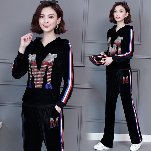winter velvet suits women 2 piece set velor tracksuits women outfit sportsuit co-ord set and pant suit black clothing 201119, White 
winter velvet suits women 2 piece set velor tracksuits women outfit sportsuit co-ord set and pant suit black clothing 201119, White