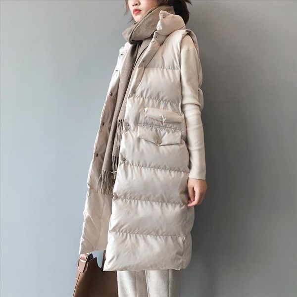 2021 winter long sleeveless vest coats women stand neck slim cotton padded jacket vests korean fashion jacket woman waistcoat, Black;white
2021 winter long sleeveless vest coats women stand neck slim cotton padded jacket vests korean fashion jacket woman waistcoat, Black;white