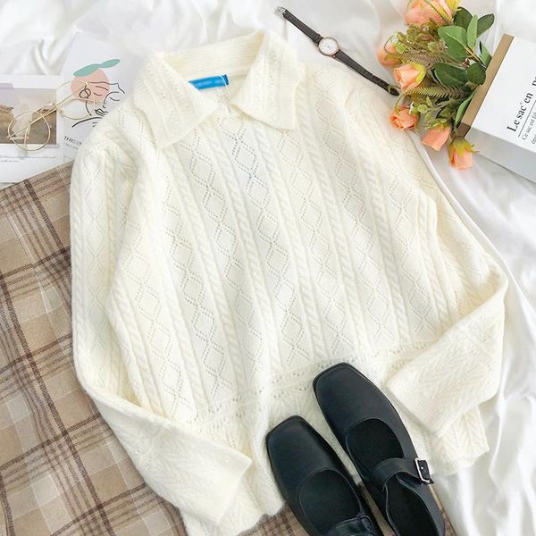 yeeloca winter milk white gentle short knitted sweater girl's casual doll collar slim pullovers korean versatile short sweater, White;black
yeeloca winter milk white gentle short knitted sweater girl's casual doll collar slim pullovers korean versatile short sweater, White;black