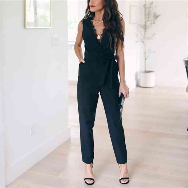 fashion lace women jumpsuit with belt sleeveless summer casual v-neck solid women black jumpsuits fashion female pants, Black;white
fashion lace women jumpsuit with belt sleeveless summer casual v-neck solid women black jumpsuits fashion female pants, Black;white