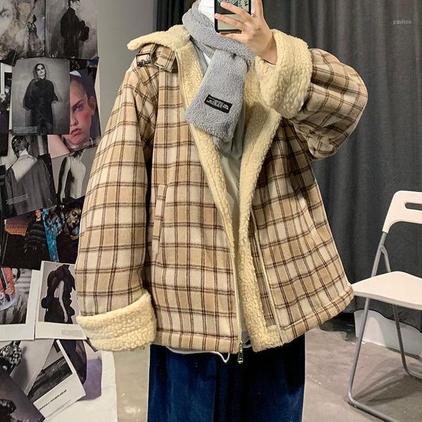 cotton plaid coat men's warm fashion retro casual thick lamb fur jacket men parka loose korean short coat mens winter clothes1, Black
cotton plaid coat men's warm fashion retro casual thick lamb fur jacket men parka loose korean short coat mens winter clothes1, Black