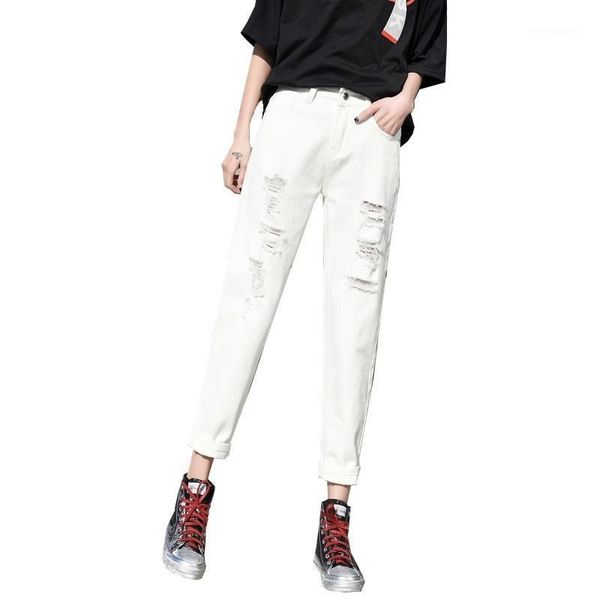 women's jeans summer style white ripped hole women high waist denim pants capris female boyfriend black casual loose jeans1, Blue
women's jeans summer style white ripped hole women high waist denim pants capris female boyfriend black casual loose jeans1, Blue