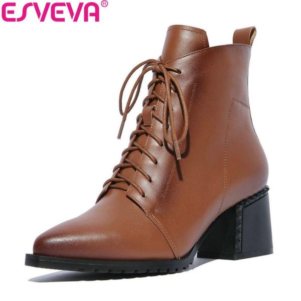esveva 2020 women shoes square cow leather pu square high heels winter shoes ankle boots zipper western woman size 34-42, Black
esveva 2020 women shoes square cow leather pu square high heels winter shoes ankle boots zipper western woman size 34-42, Black