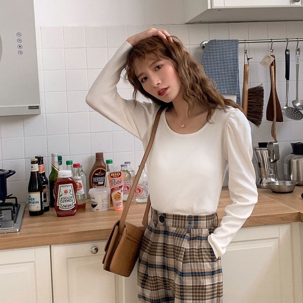 s28on 2020 autumn and winter new elegant square collar bottoming for women slim sleeve french long waist knitted shirtshirt shirtshir, White;black
s28on 2020 autumn and winter new elegant square collar bottoming for women slim sleeve french long waist knitted shirtshirt shirtshir, White;black
