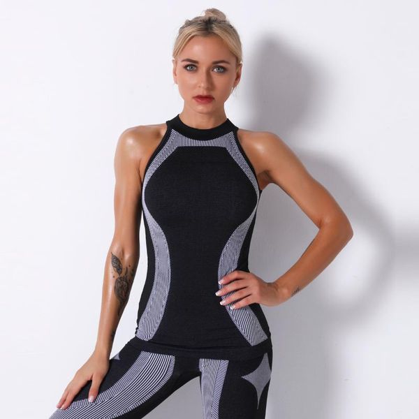 gym clothing seamless knitted breathable moisture wicking vest yoga wear women's sports running fitness, White;black
gym clothing seamless knitted breathable moisture wicking vest yoga wear women's sports running fitness, White;black
