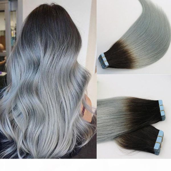 tape in human hair extensions ombre hair two tone colored 1b grey silver gray glueless 40pcs 100gram brazilian virgin hair skin weft, Black
tape in human hair extensions ombre hair two tone colored 1b grey silver gray glueless 40pcs 100gram brazilian virgin hair skin weft, Black
