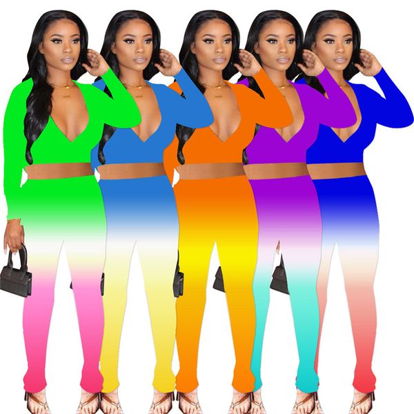 v neck womens designer tracksuits fashion gradient long stacked sleeve long stacked pants womens 2pcs sets casual females clothing, Gray
v neck womens designer tracksuits fashion gradient long stacked sleeve long stacked pants womens 2pcs sets casual females clothing, Gray