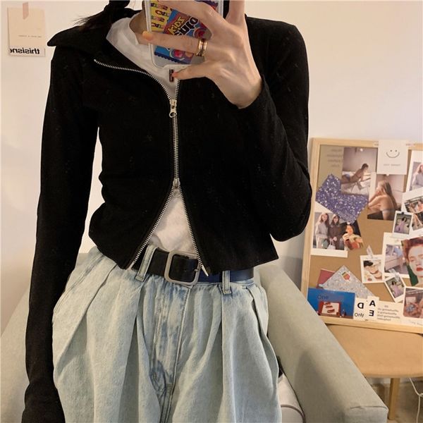 autumn 2020 ins korean style foreign style double design slim short lapel coat zipper zipper coat zkgtr, White
autumn 2020 ins korean style foreign style double design slim short lapel coat zipper zipper coat zkgtr, White