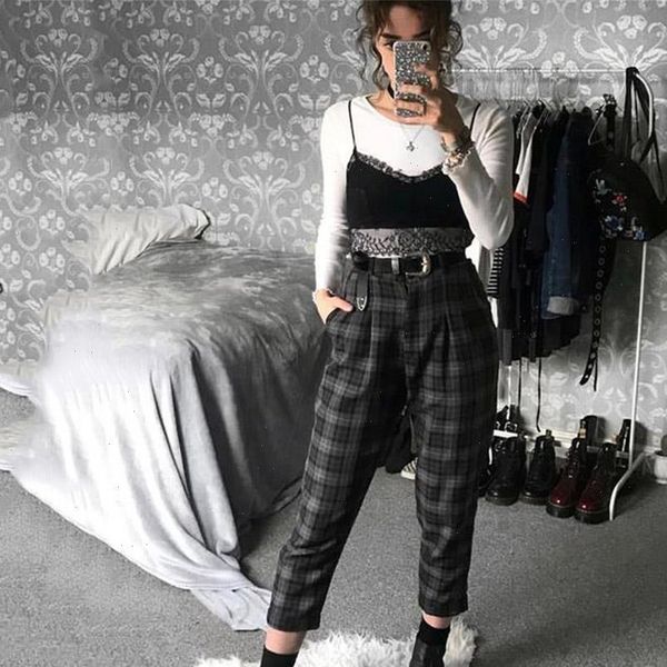 black high waist plaid harem pants for women fall winter ankle length streetwear fashion korean style plus size 5xl trousers, Black;white
black high waist plaid harem pants for women fall winter ankle length streetwear fashion korean style plus size 5xl trousers, Black;white