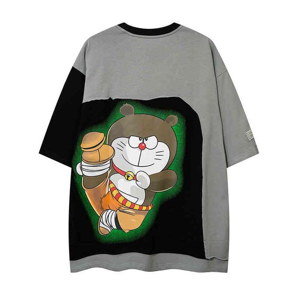 summer short splicing t-shirt men's brand hip hop cartoon printed student sleeve loose fashion t-shirt, White;black
summer short splicing t-shirt men's brand hip hop cartoon printed student sleeve loose fashion t-shirt, White;black