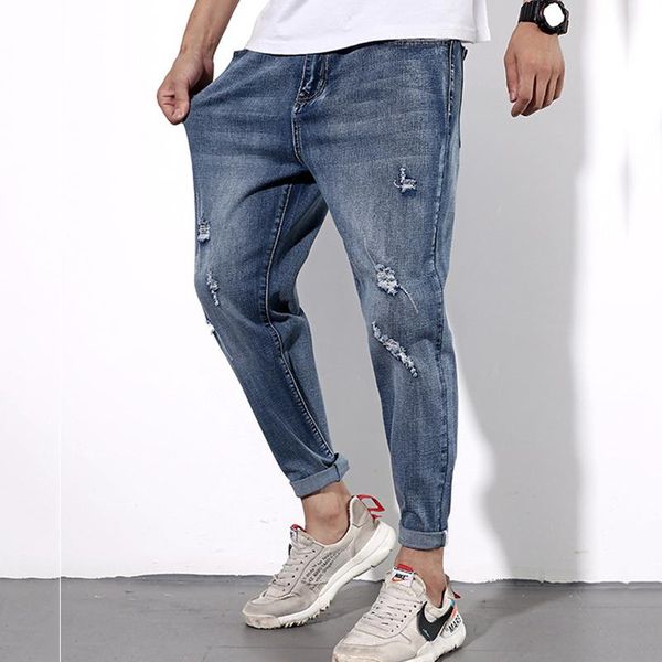 men plus size stretch harem pants loose and thin mid-length jeans denim men new nine-point ripped pants jeans, Blue
men plus size stretch harem pants loose and thin mid-length jeans denim men new nine-point ripped pants jeans, Blue