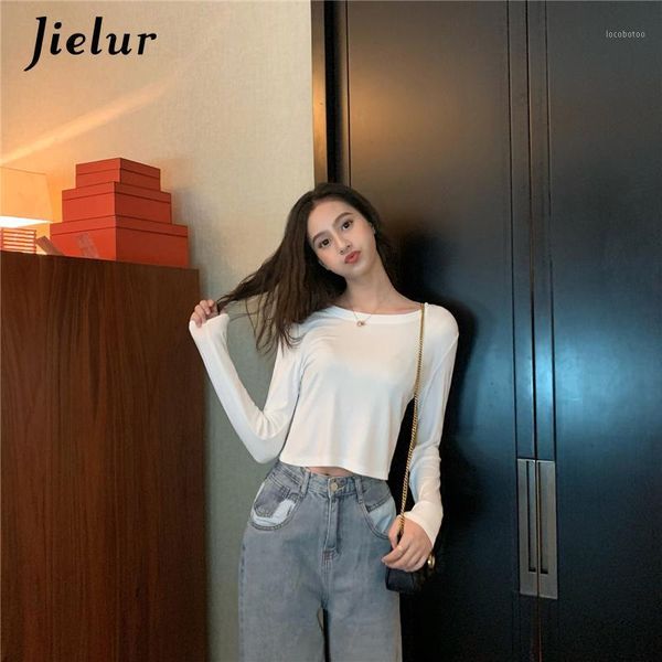 women's t-shirt t shirt women solid color o-neck basic tee long sleeve black tshirt camiseta mujer spring korean slim t-shirt1, White 
women's t-shirt t shirt women solid color o-neck basic tee long sleeve black tshirt camiseta mujer spring korean slim t-shirt1, White