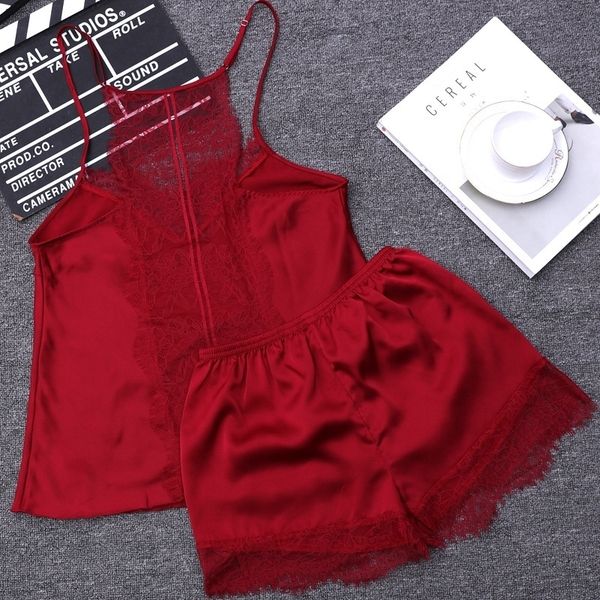 qweek two piece sets women sleepwear silk pajamas nightwear satin pyjamas lace homewear pijamas sleep lounge y200425, Black;red
qweek two piece sets women sleepwear silk pajamas nightwear satin pyjamas lace homewear pijamas sleep lounge y200425, Black;red