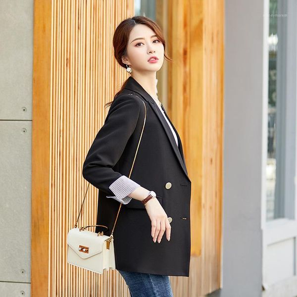 women's suits & blazers japanese fashion double-breasted small suit female temperament contrast color long-sleeved 2021 autumn women�, White;black
women's suits & blazers japanese fashion double-breasted small suit female temperament contrast color long-sleeved 2021 autumn women�, White;black
