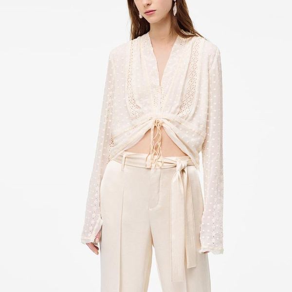 2020 embroidered cropped openwork shirt women long sleeve slit cuff summer shirts adjustable tie waist side button blouse1, White
2020 embroidered cropped openwork shirt women long sleeve slit cuff summer shirts adjustable tie waist side button blouse1, White