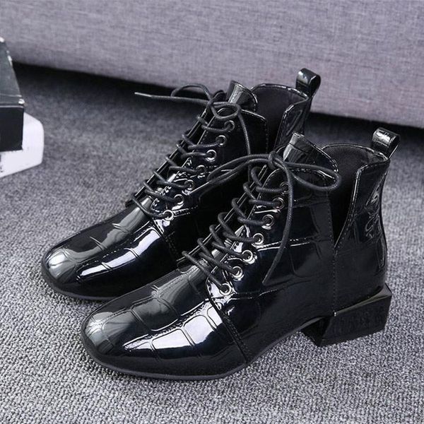 women shoes autumn ankle boots patent leather lace up ladies square toe fashion black shoes low heels female footwear
women shoes autumn ankle boots patent leather lace up ladies square toe fashion black shoes low heels female footwear