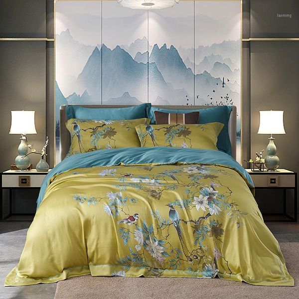 4 piece classical flowers and birds bedding set king size bed cover summer smooth soft tencel silk duvet cover set yellow1
4 piece classical flowers and birds bedding set king size bed cover summer smooth soft tencel silk duvet cover set yellow1