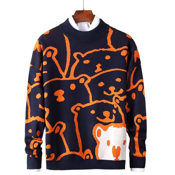 fashion new men's cartoon bear knitted sweater couple loose lazy hong kong style orange men's sweater, White;black
fashion new men's cartoon bear knitted sweater couple loose lazy hong kong style orange men's sweater, White;black