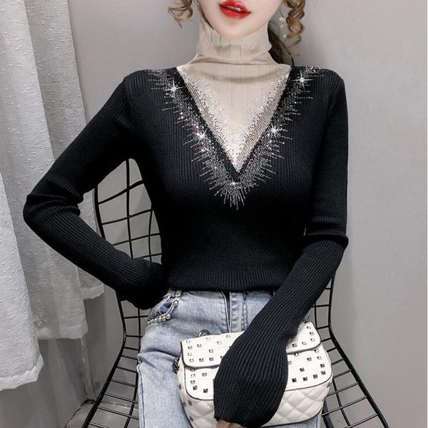 women's sweaters #6293 shinny diamonds women and pullovers turtleneck knitted sweater laides slim cotton casual pullover spliced color, White;black
women's sweaters #6293 shinny diamonds women and pullovers turtleneck knitted sweater laides slim cotton casual pullover spliced color, White;black