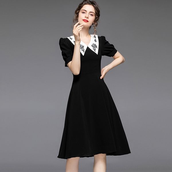 crczf fashion summer new fashion women's temperament 1nxsp perfume bubble sleeve small fragrance lapel dress black dress embroidery, Black;gray
crczf fashion summer new fashion women's temperament 1nxsp perfume bubble sleeve small fragrance lapel dress black dress embroidery, Black;gray