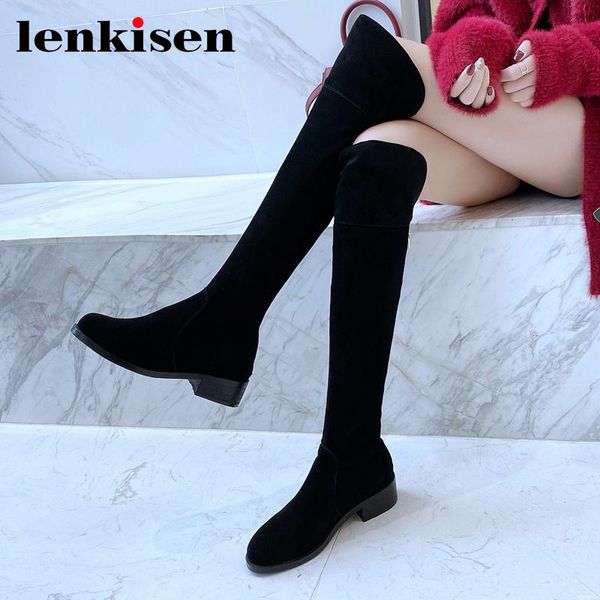 lenkisen new chic cow suede round toe med heel winter shoes keep warm korean street pretty girls dating over-the-knee boots l72, Black
lenkisen new chic cow suede round toe med heel winter shoes keep warm korean street pretty girls dating over-the-knee boots l72, Black