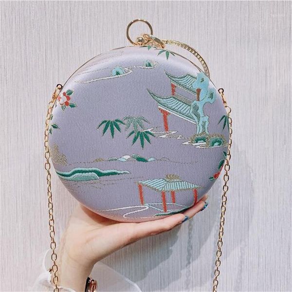 2020 embroidery landscape evening clutch bags pearl hasp chinese style banquet wallets mini purse drop shipping mn15561