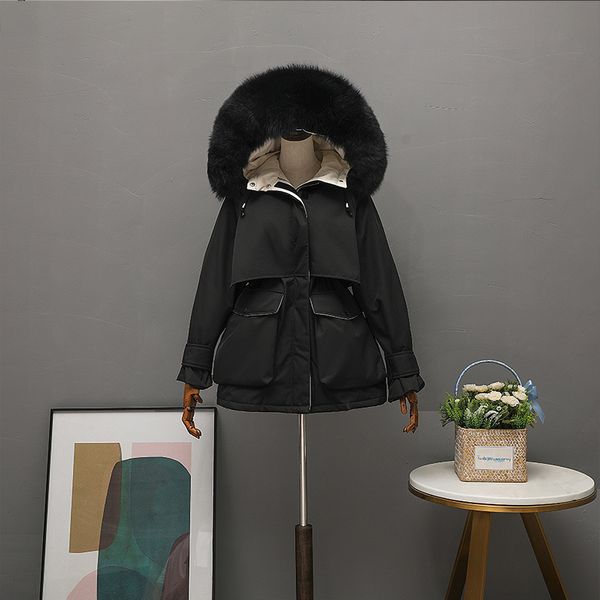 fitaylor new winter women large fox fur collar down coat thickness warm hooded 90% white duck down parkas sash tie up outwear 201203, Black
fitaylor new winter women large fox fur collar down coat thickness warm hooded 90% white duck down parkas sash tie up outwear 201203, Black