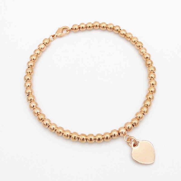 1: 1 sterling silver 925 classic fashion rose gold heart-shaped card 4mm round beads ladies bracelet jewelry holiday gift, Golden;silver
1: 1 sterling silver 925 classic fashion rose gold heart-shaped card 4mm round beads ladies bracelet jewelry holiday gift, Golden;silver