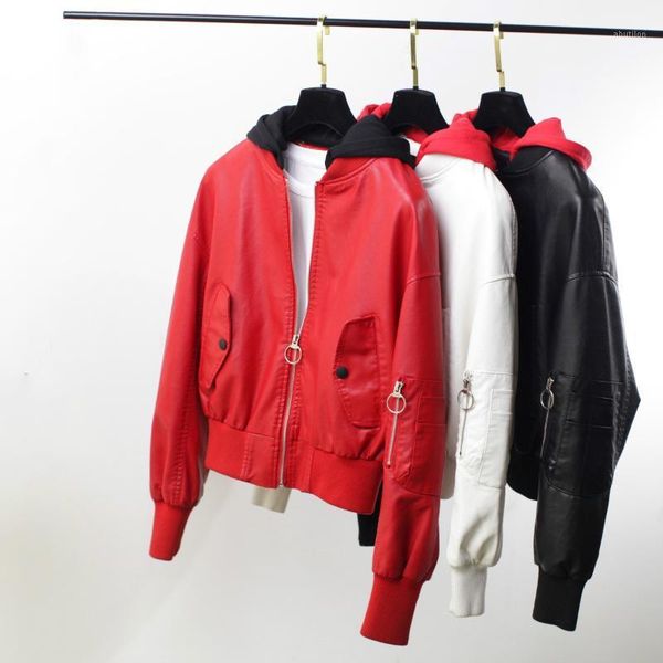 women's leather & faux women autumn hooded pu jacket female baseball uniform long sleeve loose short girls motorcycle coat fashion1, Black
women's leather & faux women autumn hooded pu jacket female baseball uniform long sleeve loose short girls motorcycle coat fashion1, Black