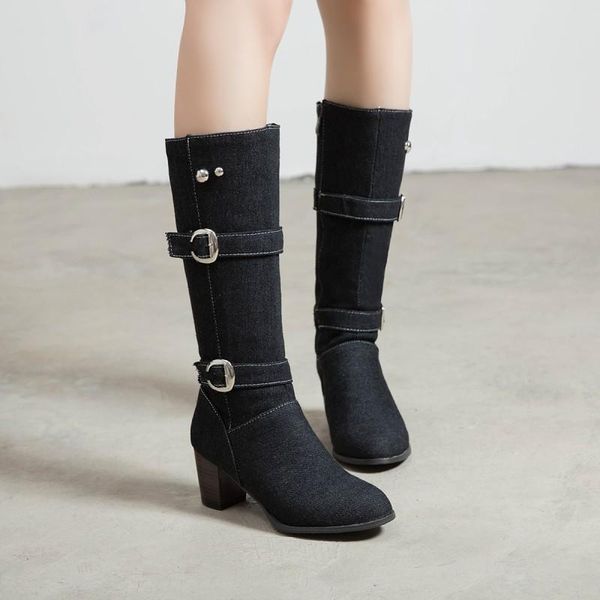 2020 new woman's high heels boots denim shoes woman pointed keep warm side zipper women's winter boots size 34-48, Black
2020 new woman's high heels boots denim shoes woman pointed keep warm side zipper women's winter boots size 34-48, Black