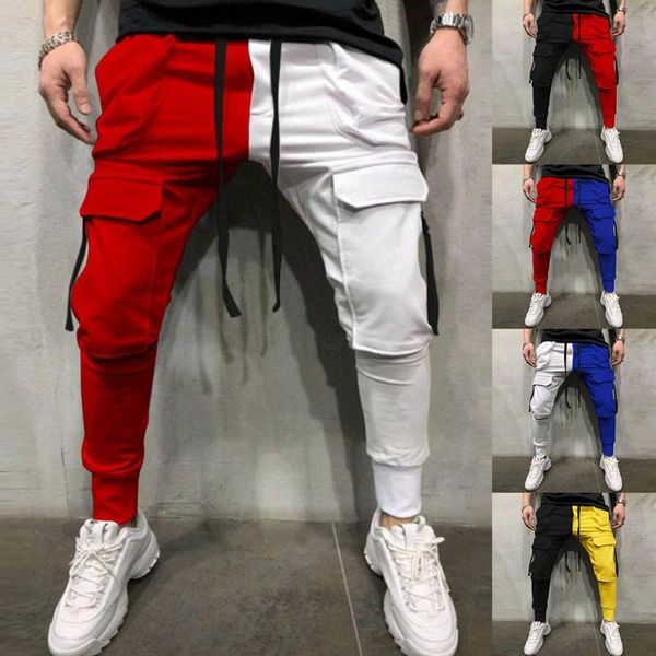 men's pants men casual sports color matching lace-up pockets trousers hip hop leggings, Black
men's pants men casual sports color matching lace-up pockets trousers hip hop leggings, Black