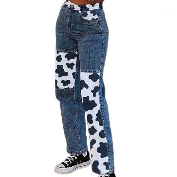 women's jeans women mid waisted straight leg harajuku milk cow print patchwork denim pants zipper button vintage trousers streetwear1, Blue
women's jeans women mid waisted straight leg harajuku milk cow print patchwork denim pants zipper button vintage trousers streetwear1, Blue