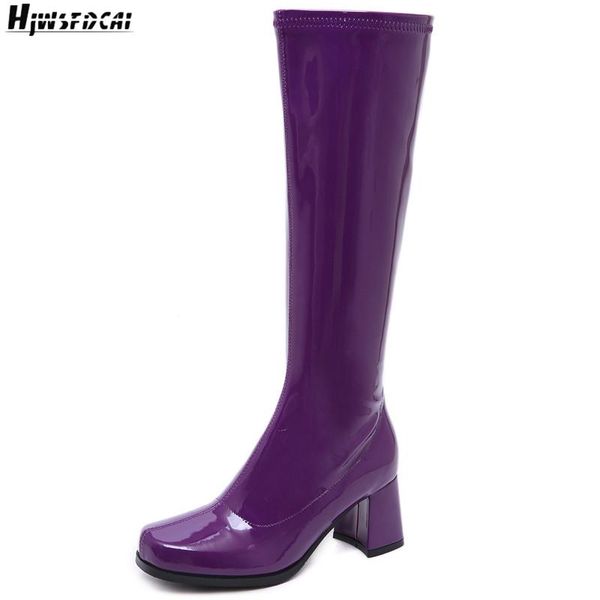 hjwsfdcai patent leather women chunky heel fashion long boots nightclub side zipper ladies high heel boots round toe mujer shoes, Black
hjwsfdcai patent leather women chunky heel fashion long boots nightclub side zipper ladies high heel boots round toe mujer shoes, Black
