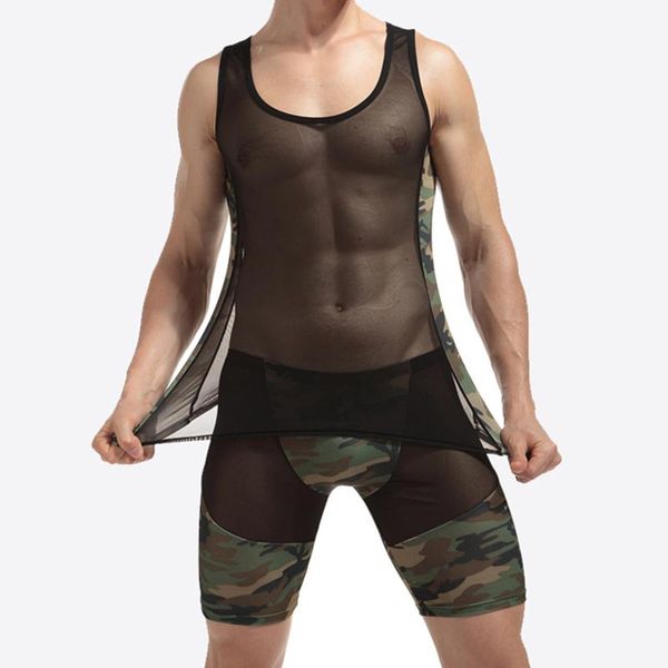 new men's net mesh camo boxer shorts men underwear sets tank lingerie sleepwear sets erotic gyms fitness tracksuit, Gray
new men's net mesh camo boxer shorts men underwear sets tank lingerie sleepwear sets erotic gyms fitness tracksuit, Gray