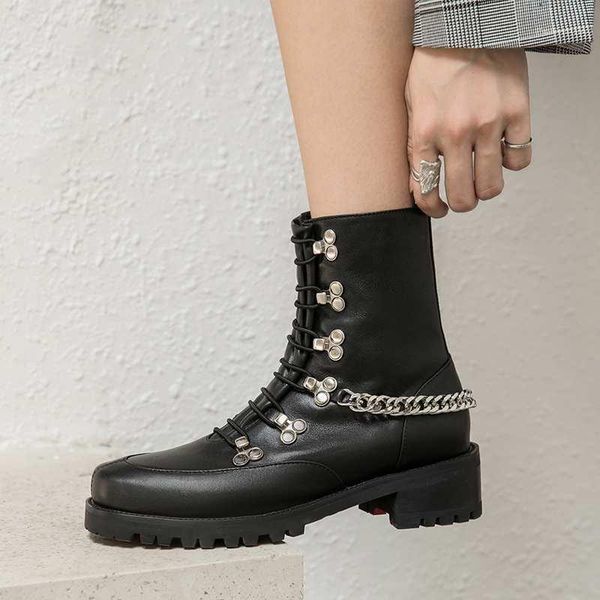 boots winter shoes women's ankle cow leather vintage motorcycle punk rock metal chains bottes femme1, Black
boots winter shoes women's ankle cow leather vintage motorcycle punk rock metal chains bottes femme1, Black
