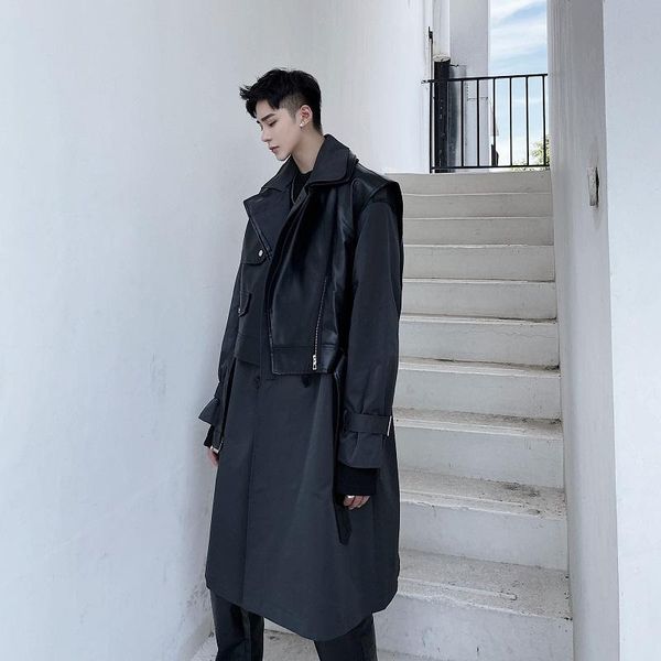 male japan korea loose casual jacket waistcoat outerwear men 2pcs sets long coat + leather vest streetwear hip hop trench coat, Tan;black 
male japan korea loose casual jacket waistcoat outerwear men 2pcs sets long coat + leather vest streetwear hip hop trench coat, Tan;black