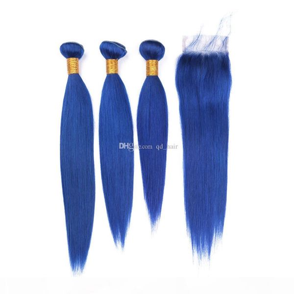 popular silky straight blue color 3bundles extensions with lace closure virgin pure color blue hair weaves wefts with lace closure 4x4, Black
popular silky straight blue color 3bundles extensions with lace closure virgin pure color blue hair weaves wefts with lace closure 4x4, Black