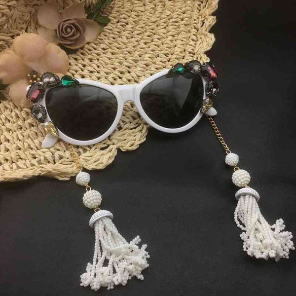 arrival fashion baroque women girls crystal cat eye sunglasses retro long pearl tassel sunglasses summer beach glasses, White;black
arrival fashion baroque women girls crystal cat eye sunglasses retro long pearl tassel sunglasses summer beach glasses, White;black