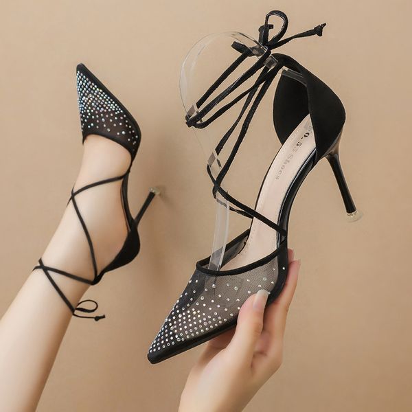 2021 new -style fashion pointed toe heels knitted glass slippers cross-section sandals bow women's shoes qiq2, Black
2021 new -style fashion pointed toe heels knitted glass slippers cross-section sandals bow women's shoes qiq2, Black