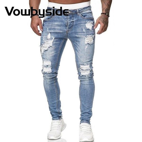 chic ripped holes design distressed skinny jeans men casual jeans trousers denim pencil pants streetwear, Blue
chic ripped holes design distressed skinny jeans men casual jeans trousers denim pencil pants streetwear, Blue
