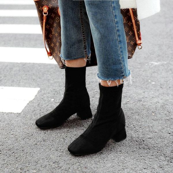 2020 winter autumn flock stretch booties chunky high heels woman's shoes slip-on women boots extra big size 48 49 50 51 52 boots1, Black
2020 winter autumn flock stretch booties chunky high heels woman's shoes slip-on women boots extra big size 48 49 50 51 52 boots1, Black