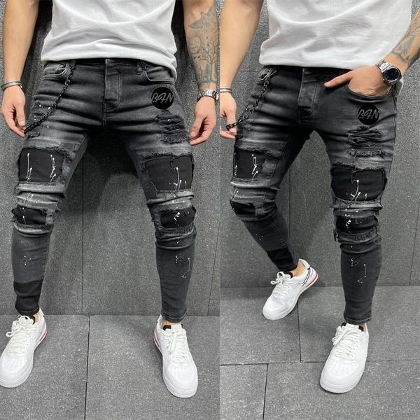 2020 skinny jeans men ripped printing stretch zipper denim hip-hop casual men jeans printed monogrammed, Blue
2020 skinny jeans men ripped printing stretch zipper denim hip-hop casual men jeans printed monogrammed, Blue